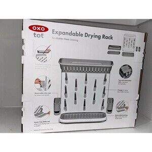 OXO Tot Expandable Bottle Drying Rack with Removable Trays Gray